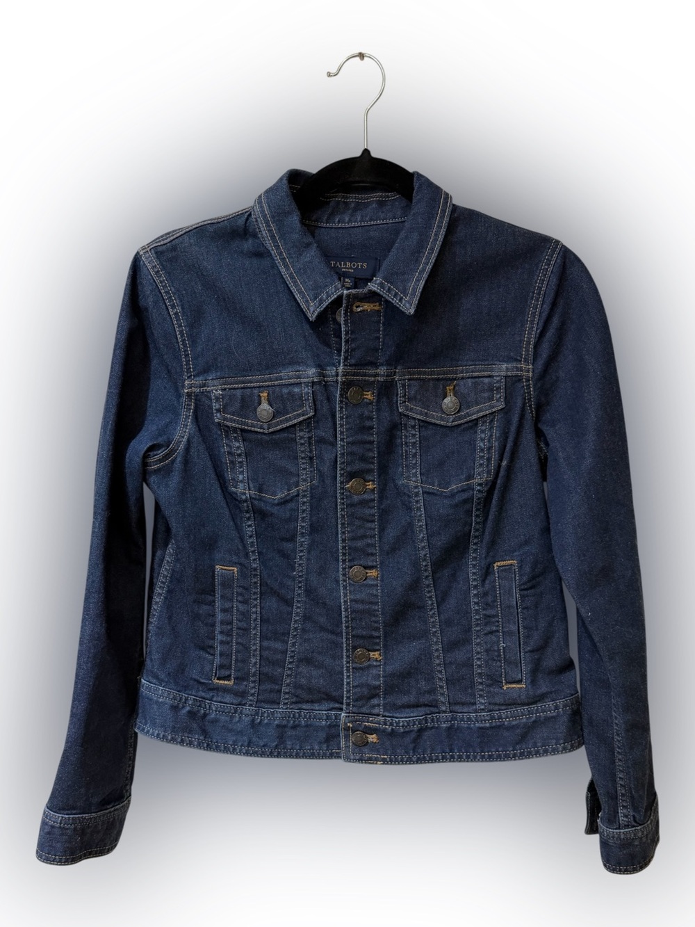 Talbots Indigo Denim Jean Jacket in Dark Blue size MP